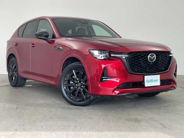 マツダ ＣＸ－６０ XD HV エクスクルーシブスポーツ 兵庫県 2022(令4)年 2.1万km ソウルレッドクリスタルM ・BOSEサウンドシステム/・i-ACTIVSENSE/・クルージング＆トラフィックサポート/・ステアリングアシスト/・車間制御/・交通標識認識システム/・速度標識警報/・前側方接近車両検知/・後側方接近車両検知/・ブラインドスポットモニター/・降車時警告/・ディスタンス＆スピードアラート/・レーンキープアシスト/・スマートブレーキサポート（前進後退時）/・左右接近物検知/・AT誤発進抑制制御（前進後退時）/・緊急時車線維持支援/・ロードキープアシスト/・ドライバー異常時対応システム/・オートマチックハイビーム/・純正12.3インチナビ＆TV＆BT＆HDMI＆Applecarplay/・全方位カメラ/・レザーシート/・前席パワーシート/・運転席メモリーシート/・前席シートベンチレーション/・全席シートヒーター/・純正前後ドライブレコーダー/・ステアリングヒーター/・純正20インチアルミホイール/・ステアリングスイッチ/・ハンズフリーパワーバックドア/・ビルトインETC/・AC100V電源/・アイドリングストップ/・横滑り防止装置