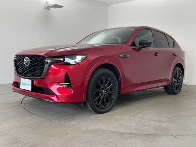 マツダ ＣＸ－６０ XD HV エクスクルーシブスポーツ 兵庫県 2022(令4)年 2.1万km ソウルレッドクリスタルM ・BOSEサウンドシステム/・i-ACTIVSENSE/・クルージング＆トラフィックサポート/・ステアリングアシスト/・車間制御/・交通標識認識システム/・速度標識警報/・前側方接近車両検知/・後側方接近車両検知/・ブラインドスポットモニター/・降車時警告/・ディスタンス＆スピードアラート/・レーンキープアシスト/・スマートブレーキサポート（前進後退時）/・左右接近物検知/・AT誤発進抑制制御（前進後退時）/・緊急時車線維持支援/・ロードキープアシスト/・ドライバー異常時対応システム/・オートマチックハイビーム/・純正12.3インチナビ＆TV＆BT＆HDMI＆Applecarplay/・全方位カメラ/・レザーシート/・前席パワーシート/・運転席メモリーシート/・前席シートベンチレーション/・全席シートヒーター/・純正前後ドライブレコーダー/・ステアリングヒーター/・純正20インチアルミホイール/・ステアリングスイッチ/・ハンズフリーパワーバックドア/・ビルトインETC/・AC100V電源/・アイドリングストップ/・横滑り防止装置