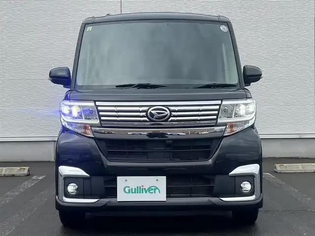 ダイハツ タント カスタム X 秋田県 2018(平30)年 6.6万km ブラックマイカメタリック ４WD/片側パワースライドドア/LEDヘッドライト/社外SDナビ（DVD再生不可能）/ワンセグ/バックカメラ/ダイハツ純正１４インチアルミ（夏タイヤ装着）/スマートキー/アイドリングストップ/プッシュスタート/運転席シートヒーター/ETC/ステアリングスイッチ/社外フロアマット/社外ドアバイザー/オートライト/オートエアコン/パワーステアリング/パワーウィンドウ/横滑り防止/盗難防止装置/寒冷地仕様/電動格納ウィンカーミラー/保証書/取扱説明書/記録簿/スペアキー×１