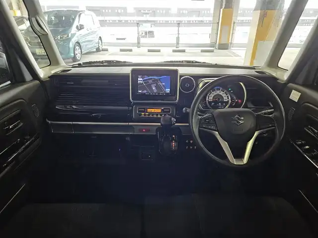 スズキ スペーシア カスタム HYBRID GS 愛媛県 2018(平30)年 4.5万km ブルーイッシュブラックパール3 ワンオーナー/パナソニックナビ/フルセグTV/パワースライドドア(片側)/ETC/ドライブレコーダー/パーキングセンサー/セーフティサポート/・デュアルセンサーブレーキサポート/・後退時ブレーキサポート/・誤発進抑制機能(前後)/・車線逸脱警報機能/・ふらつき警報機能/・先行車発進お知らせ機能/・ハイビームアシスト/LEDヘッドランプ/ステアリングスイッチ/運転席シートヒーター/純正14インチアルミホイール/キーレスプッシュスタートシステム/禁煙車