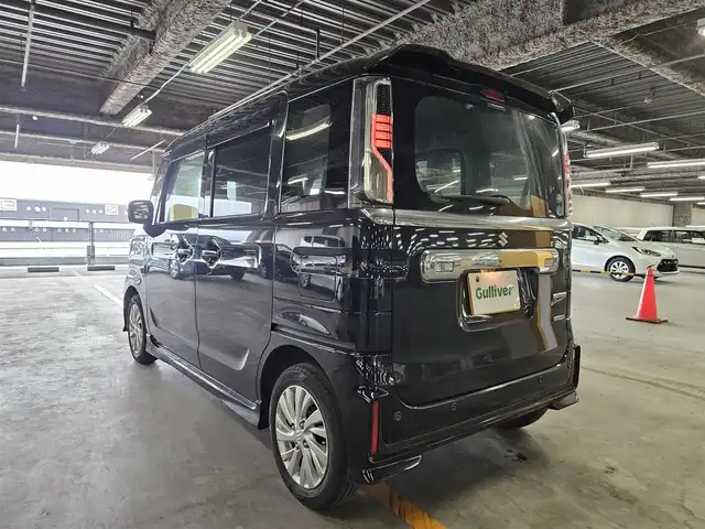 スズキ スペーシア カスタム HYBRID GS 愛媛県 2018(平30)年 4.5万km ブルーイッシュブラックパール3 ワンオーナー/パナソニックナビ/フルセグTV/パワースライドドア(片側)/ETC/ドライブレコーダー/パーキングセンサー/セーフティサポート/・デュアルセンサーブレーキサポート/・後退時ブレーキサポート/・誤発進抑制機能(前後)/・車線逸脱警報機能/・ふらつき警報機能/・先行車発進お知らせ機能/・ハイビームアシスト/LEDヘッドランプ/ステアリングスイッチ/運転席シートヒーター/純正14インチアルミホイール/キーレスプッシュスタートシステム/禁煙車