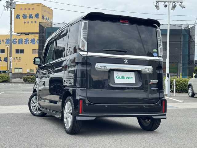 スズキ スペーシア カスタム HYBRID GS 愛媛県 2018(平30)年 4.5万km ブルーイッシュブラックパール3 登録時走行距離：45020km/ワンオーナー/パナソニックナビ/フルセグTV/パワースライドドア(片側)/ETC/ドライブレコーダー/パーキングセンサー/セーフティサポート/LEDヘッドランプ/ステアリングスイッチ/運転席シートヒーター/純正14インチアルミホイール/キーレスプッシュスタートシステム/禁煙車