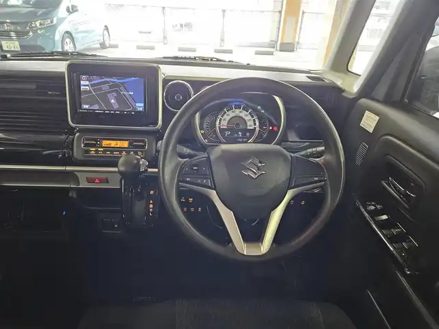 スズキ スペーシア カスタム HYBRID GS 愛媛県 2018(平30)年 4.5万km ブルーイッシュブラックパール3 ワンオーナー/パナソニックナビ/フルセグTV/パワースライドドア(片側)/ETC/ドライブレコーダー/パーキングセンサー/セーフティサポート/・デュアルセンサーブレーキサポート/・後退時ブレーキサポート/・誤発進抑制機能(前後)/・車線逸脱警報機能/・ふらつき警報機能/・先行車発進お知らせ機能/・ハイビームアシスト/LEDヘッドランプ/ステアリングスイッチ/運転席シートヒーター/純正14インチアルミホイール/キーレスプッシュスタートシステム/禁煙車