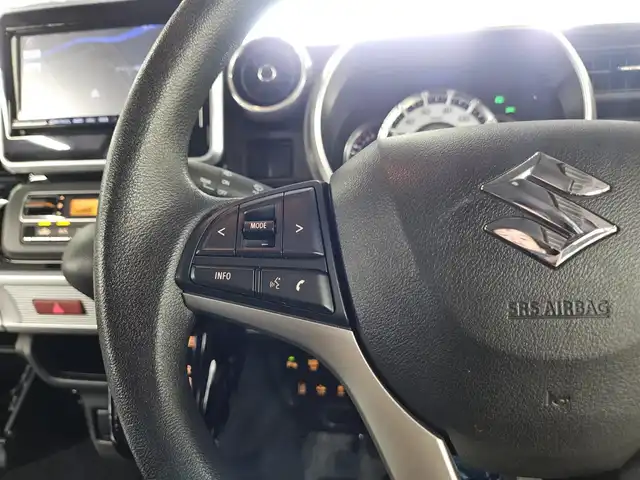 スズキ スペーシア カスタム HYBRID GS 愛媛県 2018(平30)年 4.5万km ブルーイッシュブラックパール3 ワンオーナー/パナソニックナビ/フルセグTV/パワースライドドア(片側)/ETC/ドライブレコーダー/パーキングセンサー/セーフティサポート/・デュアルセンサーブレーキサポート/・後退時ブレーキサポート/・誤発進抑制機能(前後)/・車線逸脱警報機能/・ふらつき警報機能/・先行車発進お知らせ機能/・ハイビームアシスト/LEDヘッドランプ/ステアリングスイッチ/運転席シートヒーター/純正14インチアルミホイール/キーレスプッシュスタートシステム/禁煙車