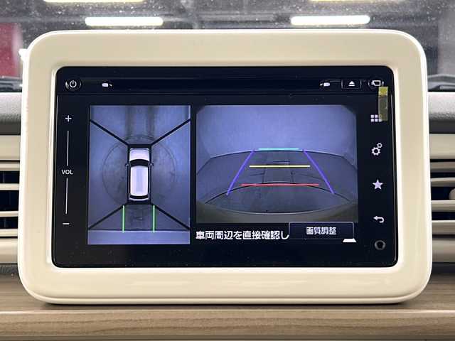 スズキ ラパン X 愛知県 2017(平29)年 4.3万km シフォンアイボリーメタリック ワンオーナー/禁煙車/純正7インチナビ/（CD/DVD/Bluetooth/フルセグTV/USB)/全方位カメラ/スズキセーフティサポート/・衝突軽減ブレーキ/・レーンキープアシスト/・オートマチックハイビーム/・誤発進抑制機能/ETC/ドライブレコーダー/シートヒーター/ベンチシート/LEDヘッドライト/純正14インチアルミホイール/純正フロアマット/アイドリングストップ/横滑り防止装置/スマートキー/スペアキー有/プッシュスタート