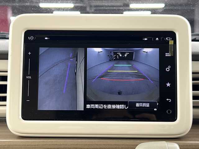 スズキ ラパン X 愛知県 2017(平29)年 4.3万km シフォンアイボリーメタリック ワンオーナー/禁煙車/純正7インチナビ/（CD/DVD/Bluetooth/フルセグTV/USB)/全方位カメラ/スズキセーフティサポート/・衝突軽減ブレーキ/・レーンキープアシスト/・オートマチックハイビーム/・誤発進抑制機能/ETC/ドライブレコーダー/シートヒーター/ベンチシート/LEDヘッドライト/純正14インチアルミホイール/純正フロアマット/アイドリングストップ/横滑り防止装置/スマートキー/スペアキー有/プッシュスタート