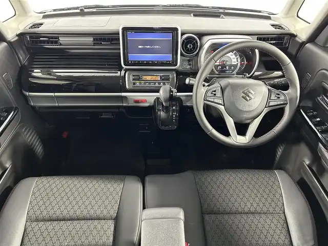 スズキ スペーシア カスタム HYBRID XS ターボ 佐賀県 2018(平30)年 4.4万km ブルーイッシュブラックパール3 純正8インチナビ【CN-RZ83】/【フルセグTV.CD.DVD.Bluetooth】/全周囲カメラ/衝突被害軽減システム/クルーズコントロール/オートライト/オートマチックハイビーム/パーキングソナー/横滑り防止装置/車線逸脱警報/ビルトインETC/両側パワースライドドア/運転席シートヒーター/レザーシート/ISOFIX対応シート/ステアリングスイッチ/サーキュレーター/後席サンシェード/シートバックテーブル/パドルシフト/純正フロアマット/純正15インチアルミホイール/LEDヘッドライト/フォグライト