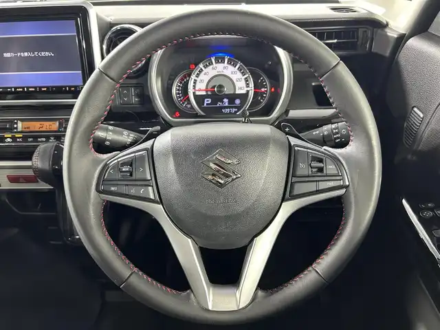 スズキ スペーシア カスタム HYBRID XS ターボ 佐賀県 2018(平30)年 4.4万km ブルーイッシュブラックパール3 純正8インチナビ【CN-RZ83】/【フルセグTV.CD.DVD.Bluetooth】/全周囲カメラ/衝突被害軽減システム/クルーズコントロール/オートライト/オートマチックハイビーム/パーキングソナー/横滑り防止装置/車線逸脱警報/ビルトインETC/両側パワースライドドア/運転席シートヒーター/レザーシート/ISOFIX対応シート/ステアリングスイッチ/サーキュレーター/後席サンシェード/シートバックテーブル/パドルシフト/純正フロアマット/純正15インチアルミホイール/LEDヘッドライト/フォグライト