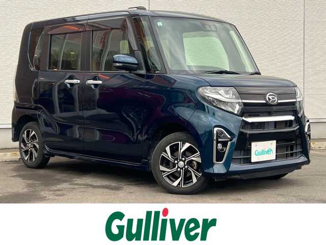 ダイハツ タント カスタム X 秋田県 2021(令3)年 5.4万km レーザーブルークリスタルシャイン ４WD/衝突軽減システム/LEDヘッドライト/両側パワースライドドア/純正ディスプレイオーディオ（DVD/CD/BT/AM/FM/USB）/バックカメラ/ダイハツ純正１４インチアルミ（夏タイヤ装着）/スマートキー/アイドリングストップ/プッシュスタート/コーナーセンサー/レーンキープアシスト/オートマチックハイビーム/ステアリングスイッチ/前席シートヒーター/ドライブレコーダー/純正フロアマット/純正ドアバイザー/オートライト/オートエアコン/パワーステアリング/パワーウィンドウ/横滑り防止/盗難防止装置/寒冷地仕様/電動格納ウィンカーミラー