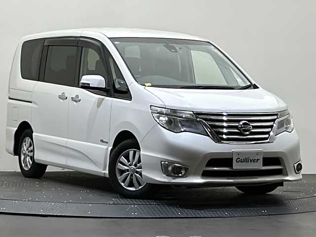 日産 セレナ ハイウェイスター Sハイブリッド 愛媛県 2014(平26)年 6.9万km ブリリアントホワイトパール AIS検査済/純正ナビ/・フルセグ/CD/DVD/BT/USB/AUX/ドラレコ/バックカメラ/ETC/クルーズコントロール/社外フロアマット/純正アルミホイール/サンシェード/ドアバイザー/スマートキー/・プッシュスタート