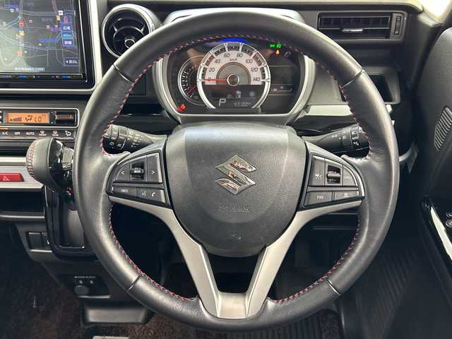 スズキ スペーシア カスタム HYBRID XS 愛知県 2021(令3)年 4.8万km ブルーイッシュブラックパール3 スズキセーフティサポート/・デュアルカメラブレーキサポート  /・アダプティブクルーズコントロール　　　　/・誤発進抑制機能/・車線逸脱警報機能/・ふらつき警報機能/・オートマチックハイビーム/・リヤパーキングセンサー/社外8インチなナビ/・フルセグTV/・Bluetooth/・CD/DVD/・ipod/・SmartUsen/・AM/FM/フリップダウンモニター/両側パワースライドドア/ハーフレザーシート/シートヒーター/ETC/純正アルミホイール/スマートキー/プッシュスタート/LEDヘッドライト/ドライブレコーダー/サーキュレーター