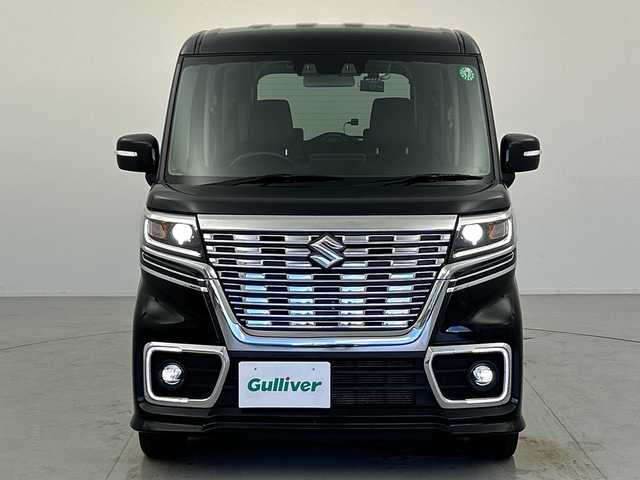 スズキ スペーシア カスタム HYBRID XS 愛知県 2021(令3)年 4.8万km ブルーイッシュブラックパール3 スズキセーフティサポート/・デュアルカメラブレーキサポート  /・アダプティブクルーズコントロール　　　　/・誤発進抑制機能/・車線逸脱警報機能/・ふらつき警報機能/・オートマチックハイビーム/・リヤパーキングセンサー/社外8インチなナビ/・フルセグTV/・Bluetooth/・CD/DVD/・ipod/・SmartUsen/・AM/FM/フリップダウンモニター/両側パワースライドドア/ハーフレザーシート/シートヒーター/ETC/純正アルミホイール/スマートキー/プッシュスタート/LEDヘッドライト/ドライブレコーダー/サーキュレーター