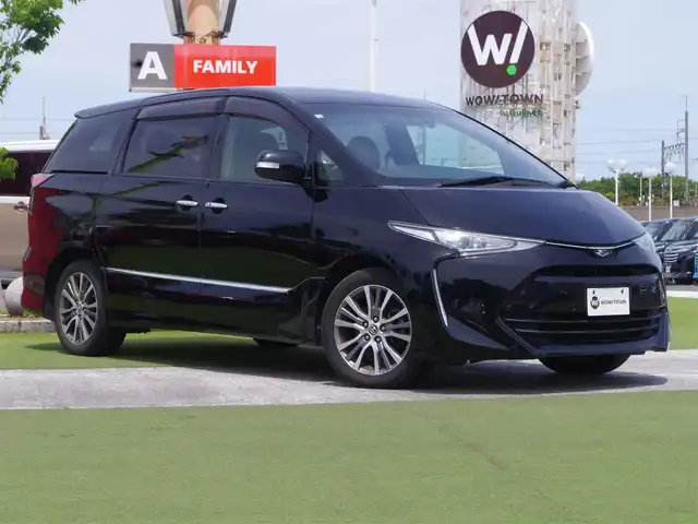 トヨタ エスティマ アエラス プレミアム 千葉県 2018(平30)年 7.1万km ブラック Toyota Safety Sense/・プリクラッシュセーフティ/・レーンディパーチャーアラート/・オートハイビーム/クルーズコントロール/両側パワースライドドア/純正SDナビ/地デジTV/【DVD/CD再生機能　Bluetooth接続】/バックカメラ/ドライブレコーダー（DRD-H66）/革巻きステアリング/ステアリングスイッチ/運転席パワーシート/ハーフレザーシート/フリップダウンモニター（V12T-R66C）/ETC/LEDヘッドライト/ウインカーミラー/クリアランスソナー/純正17インチアルミホイル/スマートキー