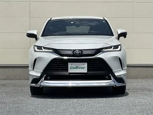 トヨタ ハリアー G 茨城県 2023(令5)年 0.5万km プラチナホワイトパールマイカ ワンオーナー/純正ナビ12.3インチナビ/保証書/取扱説明書/スペアキー/デジタルインナーミラー/ハーフレザーシート/フルセグTV/バックカメラ/LEDライト/オートライト/オートマチックハイビーム/電動リアゲート/左右独立式エアコン/モデリスタフルエアロ（前横後）/コーナーセンサー