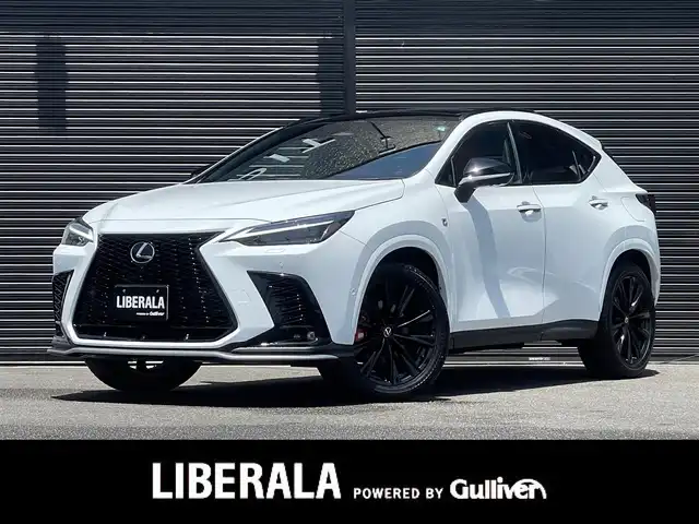 レクサス ＮＸ 350h Fスポーツ 山梨県 2023(令5)年 1.9万km ホワイトノーヴァガラスフレーク Pサンルーフ /三眼LED /赤黒革 /全周囲カメラ/OP20インチ/橙キャリパー/シートヒーター/ベンチレーション/Pシート/ACC/BSA/Pバックドア/置き型充電/BT/ミラーキャスト/フルセグ/取説/記録簿/ETC2.0/スペアキー