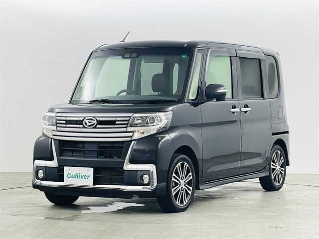 ダイハツ タント カスタム RS トップED SA Ⅲ 福島県 2017(平29)年 4.6万km ブラックマイカメタリック スマートアシスト/・衝突軽減ブレーキ/・車線逸脱警報装置/・オートハイビーム/社外ナビ/・型番：CN-RE03WD/・フルセグTV/Bluetooth/CD/DVD/・バックカメラ/・ETC/両側パワースライドドア/アイドリングストップ/革巻きステアリング/・ステアリングリモコン/ハーフレザーシート/・シートヒーター(運転席)/プッシュスタート/・スマートキー/LEDヘッドライト/・オートライト/・フォグライト/電動格納ミラー/社外フロアマット