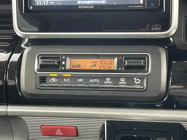 スズキ スペーシア カスタム HYBRID XS 愛知県 2018(平30)年 4.3万km ブリスクブルーM 純正7インチＳＤナビ(KXM-E503W)/フルセグ/ＣＤ/ＤＶＤ/Ｂｌｕｅｔｏｏｔｈ　/バックカメラ/ドライブレコーダー　/両側パワースライドドア　　/衝突軽減ブレーキ　/レーンキープアシスト　/ハーフレザーシート　/運転席シートヒーター/LEDヘッドライト/純正15インチアルミホイール/革巻きステアリング/リアスリムサーキュレーター/パーソナルテーブルリア左右/スマートキー