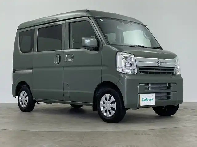 スズキ エブリイ JOINターボ 鹿児島県 2025(令7)年 0.1千km 緑 禁煙車/スズキセーフティーサポート/・衝突被害軽減ブレーキ/・後退時抑制ブレーキ/・車線逸脱警報/純正ディスプレイオーディオ/（Bluetooth/AM/FM）/両側パワースライドドア/ヘッドライトレベライザー/レーンキープアシスト/バックカメラ/シートヒーター/リア席クーラー/USBソケット×２/スマートキー/スペアキー