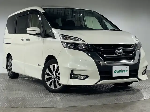 日産 セレナ ハイウェイスター G プロパイロットED 神奈川県 2016(平28)年 2.7万km ブリリアントホワイトパール 純正９型ワイドSDナビゲーション【MM516D-L】/フルセグ　AM FM USB　CD DVDブルーレイ対応　iPod　BT　SD　/バックカメラ/ハンズフリー両側電動スライドドア【サンシェード】/エマージェンシーブレーキ/LDW車線逸脱警報/踏み間違い防止アシスト/進入禁止標識検知/フロントバックソナー/レーダークルーズコントロール/プロパイロット/車線逸脱防止支援システム/アイドリングストップ/革巻きステアリング【スイッチ】/社外前後ドライブレコーダー/ECO/ビルトインETC/２列目３列目USB電源ソケット/電子パーキング　オートホールド/プッシュスタート/インテリジェントキー/純正サイドシル・リアスポイラー/純正16インチアルミホイール/LEDヘッドランプ/オートライト/LEDフロントフォグランプ/取説