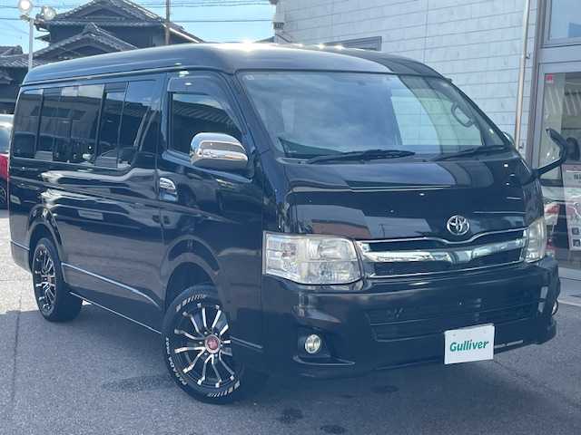 トヨタ ハイエース GL 愛知県 2013(平25)年 14.5万km ブラックマイカ ワンオーナー/純正SDナビ/(フルセグTV/Bluetooth/CD/DVD/SD/AM/FM)/バックカメラ/純正ETC/前後ドライブレコーダー(コムテック/ZDR025)/ABS/盗難防止装置/オートライト/100V充電/スペアキー2本/純正フロアマット/カロッツェリアツイーター/取扱説明書/保証書