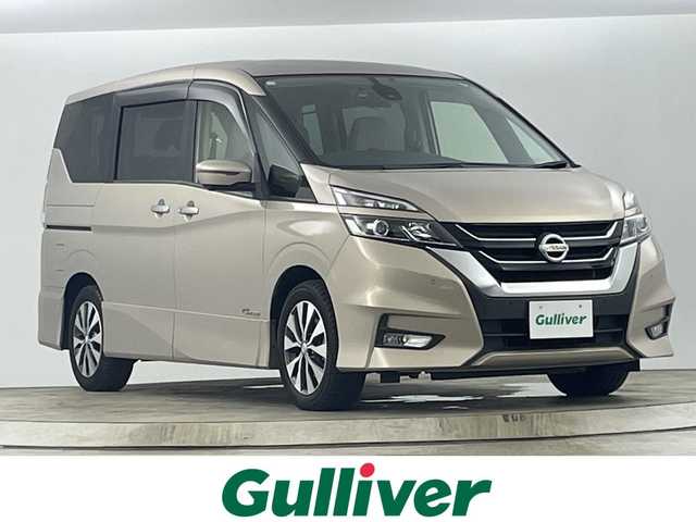 日産 セレナ ハイウェイスター G 愛知県 2017(平29)年 7.2万km カシミヤグレージュ 禁煙車/純正9インチナビ/（CD/DVD/Blu-ray/フルセグTV/Bluetooth）/全方位カメラ/フリップダウンモニター/デジタルルームミラー/プロパイロット/エマージェンシーブレーキ/レーンキープアシスト/追従式クルーズコントロール/クリアランスソナー/パーキングアシスト/ETC/ドライブレコーダー/純正16インチアルミホイール/スマートキー/プッシュスタート/純正フロアマット/LEDヘッドライト/フロントフォグライト/横滑り防止装置