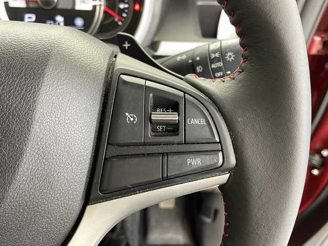 スズキ スペーシア カスタム HYBRID XS ターボ 茨城県 2018(平30)年 3.1万km フェニックスレッドパール/ブルーイッシュブラックパール ナビ　フルセグＴＶ　衝突軽減ブレーキ　両側電動スライドドア　シートヒーター　ビルトインＥＴＣ　コーナーセンサー　車線逸脱警報装置　アイドリングストップ　ドアバイザー　電動格納ミラー　ターボ車　禁煙車