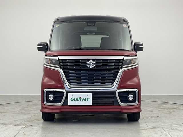 スズキ スペーシア カスタム HYBRID XS ターボ 茨城県 2018(平30)年 3.1万km フェニックスレッドパール/ブルーイッシュブラックパール ナビ　フルセグＴＶ　衝突軽減ブレーキ　両側電動スライドドア　シートヒーター　ビルトインＥＴＣ　コーナーセンサー　車線逸脱警報装置　アイドリングストップ　ドアバイザー　電動格納ミラー　ターボ車　禁煙車