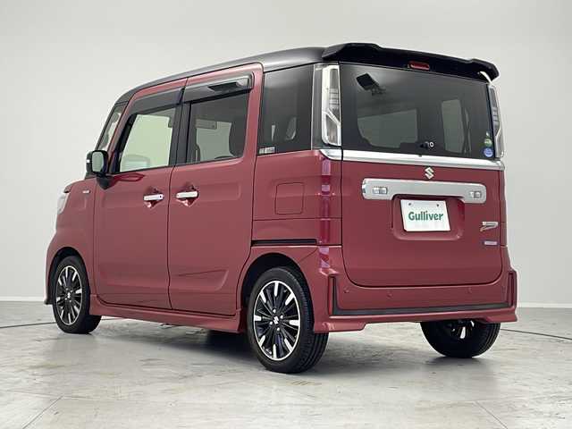 スズキ スペーシア カスタム HYBRID XS ターボ 茨城県 2018(平30)年 3.1万km フェニックスレッドパール/ブルーイッシュブラックパール ナビ　フルセグＴＶ　衝突軽減ブレーキ　両側電動スライドドア　シートヒーター　ビルトインＥＴＣ　コーナーセンサー　車線逸脱警報装置　アイドリングストップ　ドアバイザー　電動格納ミラー　ターボ車　禁煙車