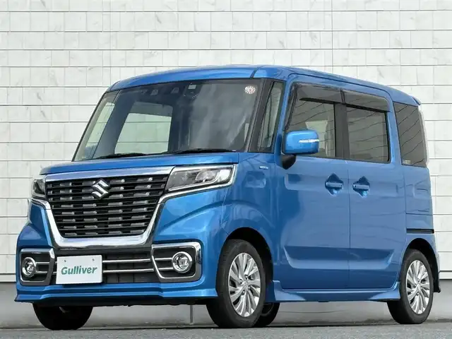 スズキ スペーシア カスタム HYBRID GS 岩手県 2020(令2)年 3.7万km ブリスクブルーM スズキセーフティサポート/・車線逸脱抑制制御機能/・車線逸脱警報機能/・パーキングソナー/・横滑り防止装置/・ハイビームアシスト/アダプティブクルーズコントロール/デュアルカメラブレーキサポート/純正7インチナビ【地図SD無】/・BT.CD.DVD.USB.AUX/バックカメラ/片側パワースライドドア/前席シートヒーター/ビルトインETC/ドライブレコーダー（FR）/プッシュスタート/スマートキー×2/アイドリングストップ/LEDヘッドライト/LEDフォグライト/ステアリングスイッチ/純正フロアマット/純正14インチAW/ロールサンシェード
