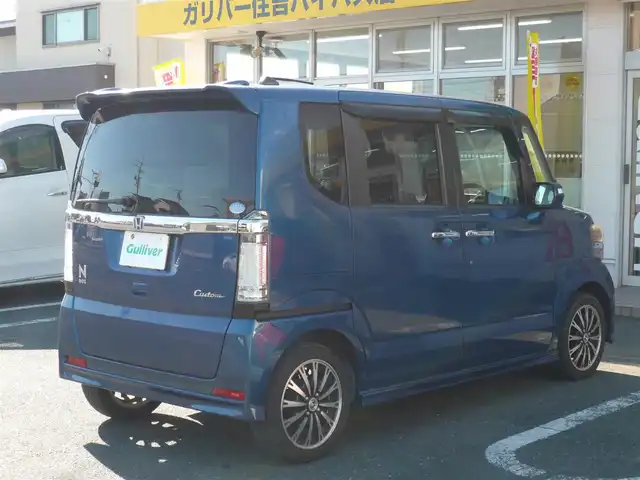ホンダ Ｎ ＢＯＸ カスタム G ターボパッケージ 静岡県 2013(平25)年 8.8万km プレミアムダイナミックブルーパール ワンオーナー/禁煙車/両側パワースライドドア/社外ナビ/バックカメラ/クルーズコントロール/パドルシフト/ステアリングスイッチ/純正アルミホイール/オートライト/キセノンライト/フロアマット/ドアバイザー/スマートキー/新車保証書/取扱説明書