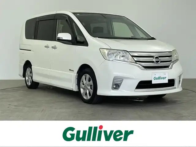 日産 セレナ ハイウェイS G Sハイブリッド 大分県 2013(平25)年 10.9万km ブリリアントホワイトパール ・バックカメラ/・純正ナビゲーション/・スマートキー/・両側パワースライドドア/・純正16インチAW/・ハーフレザーシート/・純正フロアマット/・ETC/・ダブルエアバッグ