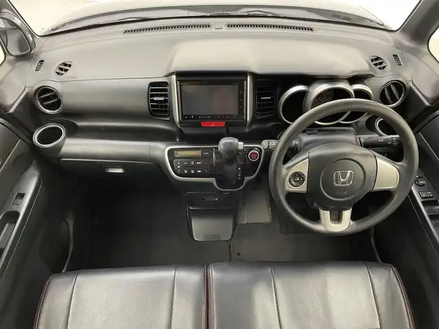 ホンダ Ｎ ＢＯＸ G SSパッケージ 兵庫県 2013(平25)年 12.7万km クリスタルブラックパール 純正メモリナビ/（AM/FM/CD/DVD/Bluetooth/フルセグTV）/・VXM-145VFi/バックカメラ/横滑り防止装置/両側パワースライドドア/ステアリングスイッチ/オートライト/純正14インチアルミホイール/純正フロアマット/スマートキー/ドアバイザー/ベンチシート