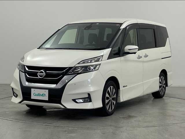 日産 セレナ ハイウェイスター Vセレクション 群馬県 2018(平30)年 9.4万km ブリリアントホワイトパール 純正9型ナビ 純正11型後席モニター　全周囲カメラ　ハンズフリー両側電動スライド　クルーズコントロール　衝突被害軽減ブレーキ　アイドリングストップ　純正ビルトインETC ステアリングリモコン 禁煙車