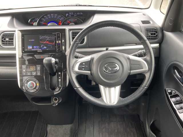 ダイハツ タント カスタム RS トップED SA 佐賀県 2014(平26)年 4.1万km パールホワイトⅢ KENWOODナビ/バックカメラ/両側パワースライドドア/スマートアシスト/ハーフレザーシート/ETC/ecoIDLE/プッシュスタート/スマートキー/ステアリングリモコン/LEDヘッドライト/フォグライト/純正アルミホイール