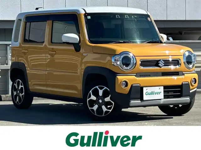 スズキ ハスラー HYBRID X 静岡県 2021(令3)年 7.2万km アクティブイエロー/ホワイト2トーンルーフ 社外7インチナビ/（FM/AM/SD/iPod/Bluetooth/CD/DVD）/フルセグTV/スズキセーフティー/前席シートヒーター/ETC/コーナーセンサー/オートライト/カーテンエアバッグ/純正フロアマット/レーンキープアシスト/横滑り防止システム/フォグランプ/純正15AW