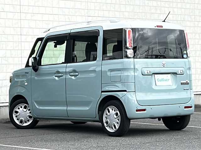 スズキ スペーシア HYBRID X 茨城県 2019(令1)年 4.4万km オフブルーメタリック/ホワイト2トーン 社外ディスプレイオーディオ/(CD・BT・ラジオ再生)/両側パワースライドドア/衝突軽減ブレーキ/コーナーセンサー/ドライブレコーダー/オートライト/フロアマット/スマートキー