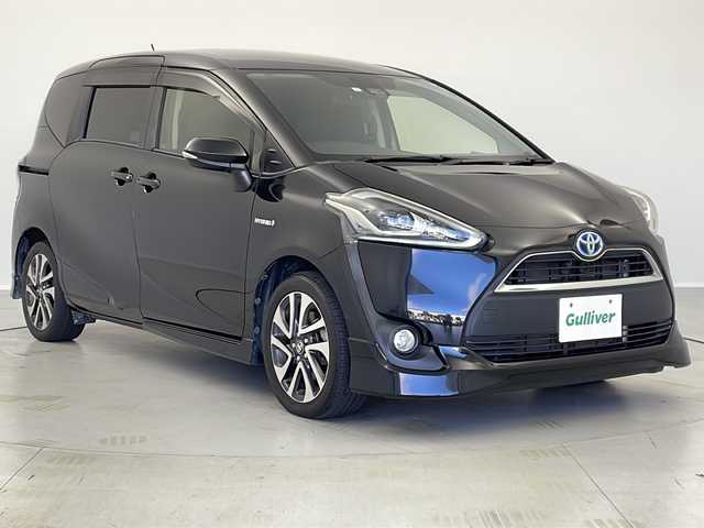 トヨタ シエンタ ハイブリッド G 茨城県 2017(平29)年 6.3万km ブラックマイカ 社外ナビ　フルセグＴＶ　Ｂｌｕｅｔｏｏｔｈ　バックモニター　衝突軽減ブレーキ　両側電動スライドドア　ＬＥＤヘッドランプ　フォグライト　純正１６インチアルミホイール　フルエアロ　ＥＴＣ　スマートキー