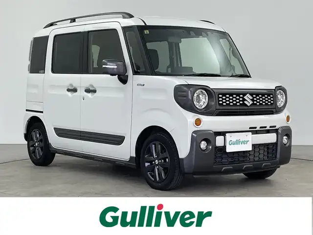 スズキ スペーシア ギア HYBRID XZターボ 大分県 2023(令5)年 3.2万km ピュアホワイトP 純正ナビ/（フルセグ/CD/DVD/Bluetooth）/衝突軽減ブレーキ/レーダークルーズコントロール/レーンアシスト/全方位カメラ/両側パワースライドドア/ドライブレコーダー/ビルトインETC/前席シートヒーター/純正アルミホイール/スマートキープッシュスタート