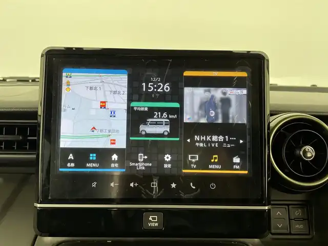 スズキ スペーシア ギア HYBRID XZターボ 大分県 2023(令5)年 3.2万km ピュアホワイトP 純正ナビ/（フルセグ/CD/DVD/Bluetooth）/衝突軽減ブレーキ/レーダークルーズコントロール/レーンアシスト/全方位カメラ/両側パワースライドドア/ドライブレコーダー/ビルトインETC/前席シートヒーター/純正アルミホイール/スマートキープッシュスタート