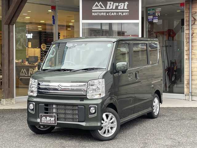 スズキ エブリィ ワゴン PZターボ 福島県 2023(令5)年 0.8万km クールカーキPM 4WDターボ/片側パワースライドドア/リヤパーキングソナー/D席シートヒーター/フォグランプ/衝突被害軽減ブレーキ/アイドリングストップ