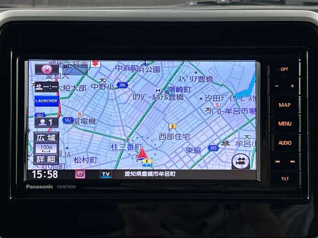 スズキ スペーシア カスタム HYBRID XS 愛知県 2019(令1)年 2.6万km ピュアホワイトパール/ブラック2トーン 禁煙車/2トーン/純正7インチナビ/（CD/DVD/Bluetooth/SD/USB/フルセグTV)/全方位カメラ/ヘッドアップディスプレイ/スズキセーフティサポート/・衝突軽減ブレーキ/・レーンキープアシスト/・オートマチックハイビーム/・クリアランスソナー/・誤発進抑制機能/ドライブレコーダー/シートヒーター/両側パワースライドドア/純正アルミホイール/スマートキー/スペアキー有/純正フロアマット/電動格納ミラー/プッシュスタート/LEDヘッドライト