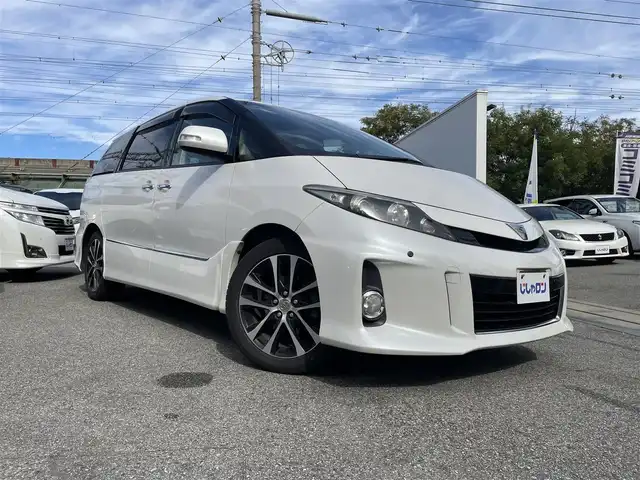 トヨタ エスティマ アエラス プレミアムエディション 兵庫県 2014(平26)年 11.4万km ホワイトパールクリスタルシャイン (株)IDOMが運営する【じしゃロン西宮店】の自社ローン対象車両になります。こちらは現金ご利用時の価格です。自社ローンご希望の方は別途その旨お申付け下さい。/＊両側パワースライドドア/＊フルセグテレビ/＊バックカメラ/＊ETC/＊ハーフレザーシート/＊リアスポイラー/＊１８インチアルミ