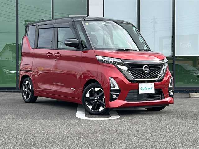 日産 ルークス ハイウェイスター X 岐阜県 2020(令2)年 3.5万km スパークリングレッド/ブラック 登録時走行距離34663km/純正9インチナビ（MM319D-L）/フルセグテレビ/全方位モニター・バックカメラ/両側パワースライドドア/ドライブレコーダー/純正フロアマット/純正アルミホイール/USB/Bluetooth/オートエアコン/プッシュスタート/スマートキー/スペアキー/LEDヘッドライト/オートライト/レーンキープアシスト/横滑り防止装置/盗難防止装置