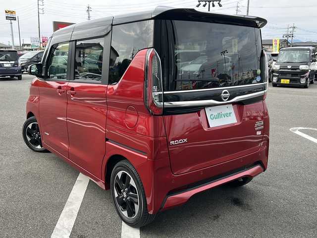 日産 ルークス ハイウェイスター X 岐阜県 2020(令2)年 3.5万km スパークリングレッド/ブラック 登録時走行距離34663km/純正9インチナビ（MM319D-L）/フルセグテレビ/全方位モニター・バックカメラ/両側パワースライドドア/ドライブレコーダー/純正フロアマット/純正アルミホイール/USB/Bluetooth/オートエアコン/プッシュスタート/スマートキー/スペアキー/LEDヘッドライト/オートライト/レーンキープアシスト/横滑り防止装置/盗難防止装置