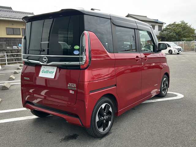 日産 ルークス ハイウェイスター X 岐阜県 2020(令2)年 3.5万km スパークリングレッド/ブラック 登録時走行距離34663km/純正9インチナビ（MM319D-L）/フルセグテレビ/全方位モニター・バックカメラ/両側パワースライドドア/ドライブレコーダー/純正フロアマット/純正アルミホイール/USB/Bluetooth/オートエアコン/プッシュスタート/スマートキー/スペアキー/LEDヘッドライト/オートライト/レーンキープアシスト/横滑り防止装置/盗難防止装置