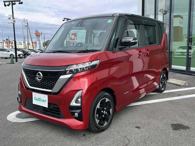 日産 ルークス ハイウェイスター X 岐阜県 2020(令2)年 3.5万km スパークリングレッド/ブラック 登録時走行距離34663km/純正9インチナビ（MM319D-L）/フルセグテレビ/全方位モニター・バックカメラ/両側パワースライドドア/ドライブレコーダー/純正フロアマット/純正アルミホイール/USB/Bluetooth/オートエアコン/プッシュスタート/スマートキー/スペアキー/LEDヘッドライト/オートライト/レーンキープアシスト/横滑り防止装置/盗難防止装置