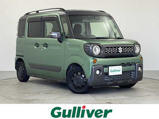 スズキ スペーシア ギア HYBRID XZターボ 愛知県 2020(令2)年 3.9万km ツールグリーンパールメタリック/ガンメタリック2トーンルーフ 純正SDナビ（AVIC-RWS901II）/AM/FM/CD/DVD/フルセグTV/BT/iPod/USB/AUX/ビルトインETC/両側パワースライドドア/電動格納ウィンカーミラー/シートヒーター（D/N席）/スズキセーフティサポート/・デュアルカメラブレーキサポート/・後退時ブレーキサポート/・誤発進抑制機能（前進・後退時）/・車線逸脱警報/・ふらつき警報/・先行車発進お知らせ機能/・ハイビームアシスト/・ロードサインアシスト/・オートクルーズコントロール/アイドリングストップ/革巻きステアリング/ステアリングスイッチ/パドルシフト/LEDオートヘッドライト/LEDフォグライト/後席用サーキュレーター/運転席シート背面折りたたみテーブル/ISOFIX