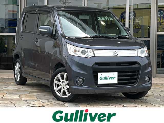 スズキ ワゴンＲ スティングレー X 静岡県 2014(平26)年 5.7万km ルナグレーパールメタリック 社外SDナビ/・フルセグTV/・CD/DVD/・Bluetooth/・SD/主要装備/・純正１４インチアルミ/・プッシュスタート/・ＨＩＤヘッドライト/・オートエアコン/・アイドリングストップ/・フォグランプ/・オートライト/・スマートキー/・パワーウィンドウ（運転席オート）