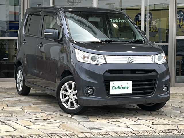 スズキ ワゴンＲ スティングレー X 静岡県 2014(平26)年 5.7万km ルナグレーパールメタリック 社外SDナビ/・フルセグTV/・CD/DVD/・Bluetooth/・SD/主要装備/・純正１４インチアルミ/・プッシュスタート/・ＨＩＤヘッドライト/・オートエアコン/・アイドリングストップ/・フォグランプ/・オートライト/・スマートキー/・パワーウィンドウ（運転席オート）