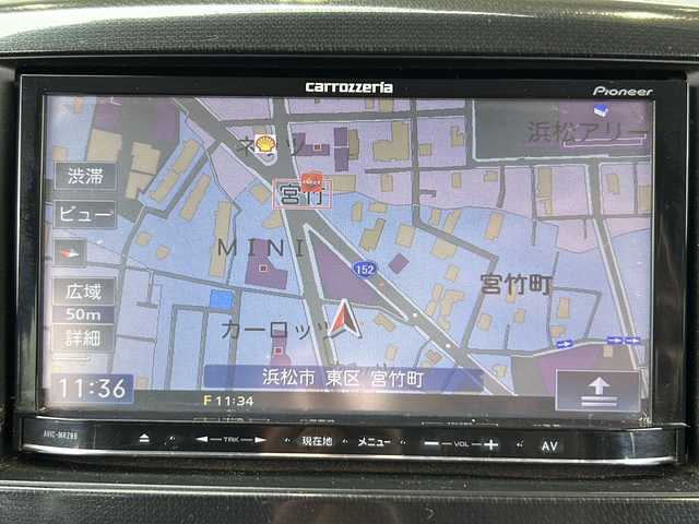 スズキ ワゴンＲ スティングレー X 静岡県 2014(平26)年 5.7万km ルナグレーパールメタリック 社外SDナビ/・フルセグTV/・CD/DVD/・Bluetooth/・SD/主要装備/・純正１４インチアルミ/・プッシュスタート/・ＨＩＤヘッドライト/・オートエアコン/・アイドリングストップ/・フォグランプ/・オートライト/・スマートキー/・パワーウィンドウ（運転席オート）